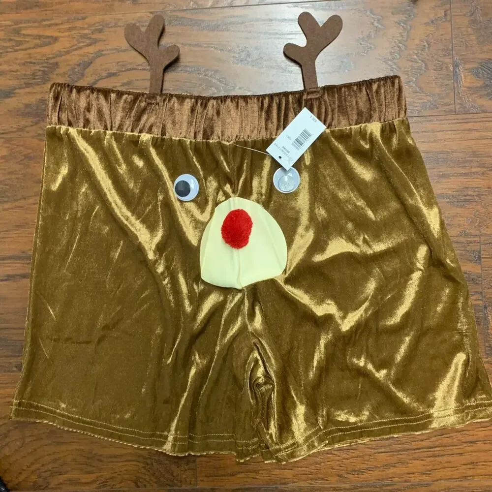 Santa's Holiday Shop Googly Eye Reindeer Men's Boxers Size S NWT‎
